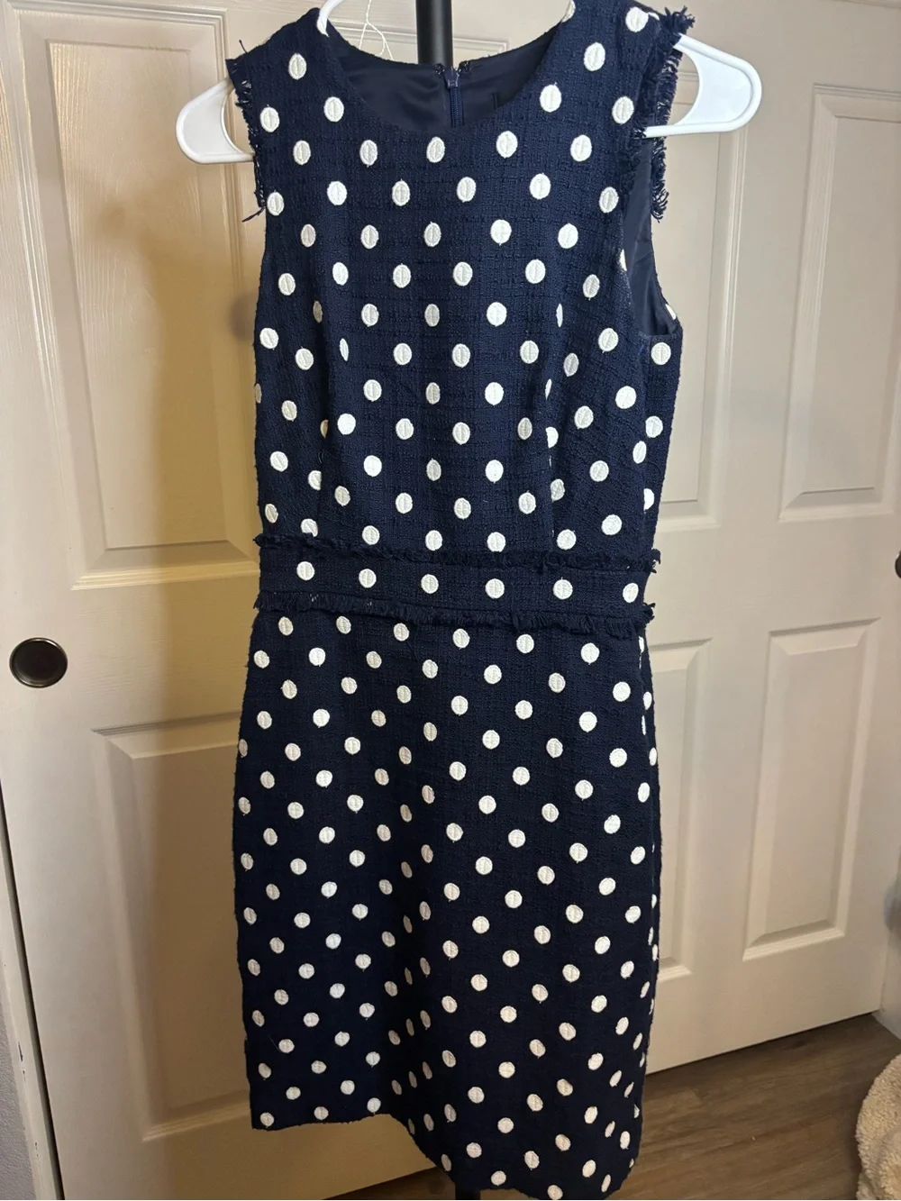 J. Crew Navy Dress with White Polka Dots